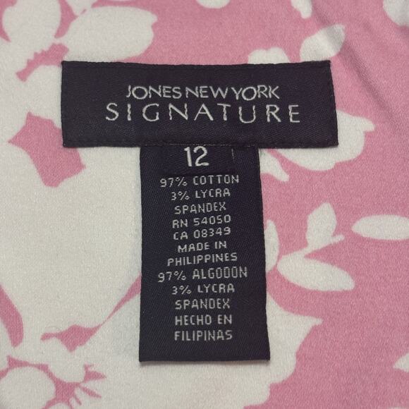 Jones New York Pink Floral Dress Fitted Shift Cottagecore Botanical Summer Sz 12 - Picture 4 of 13